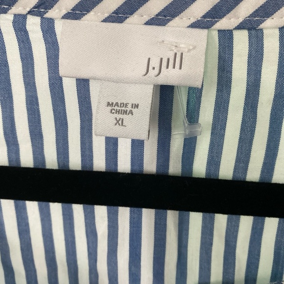 J. Jill Women's Tunic Top White & Blue Stripe Button Up Shirt Blouse SZ XL (B-6) - Picture 5 of 11